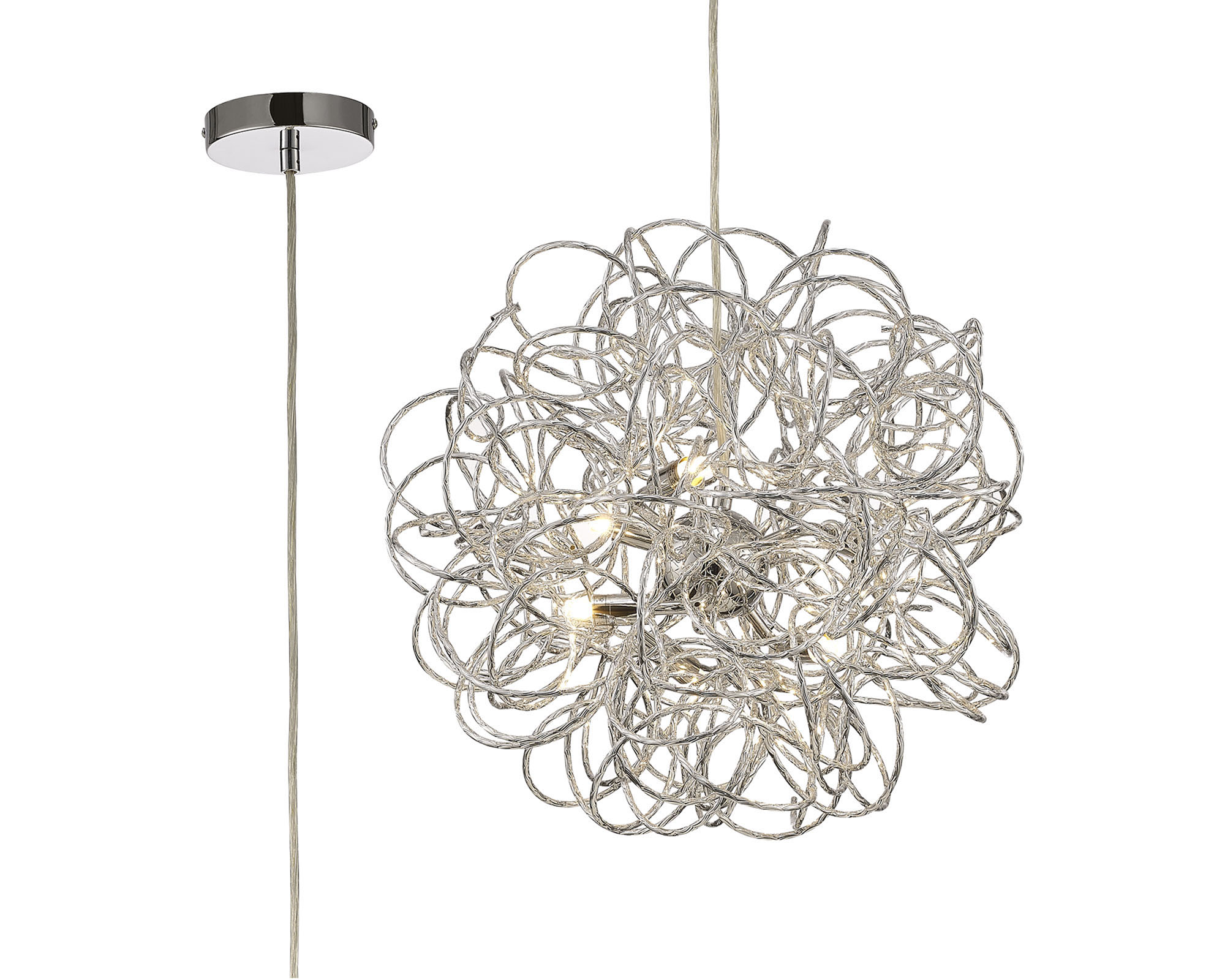 D0092  Cassidy Pendant 6 Light Silver